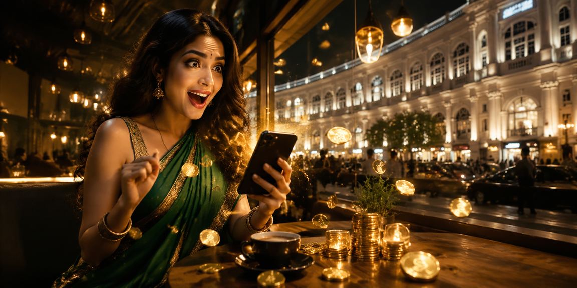 Player enjoying mobile online casino in busy Delhi Connaught Place